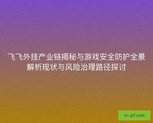 飞飞外挂产业链揭秘与游戏安全防护全景解析现状与风险治理路径探讨